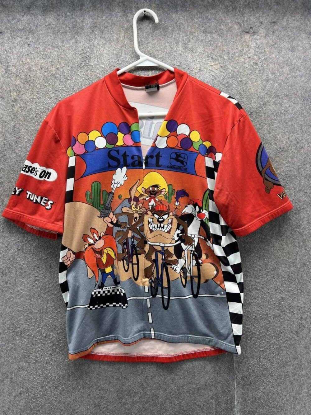 Vintage Giordana Shirt Mens Small Looney Tunes Cycling Jersey Italy 1995